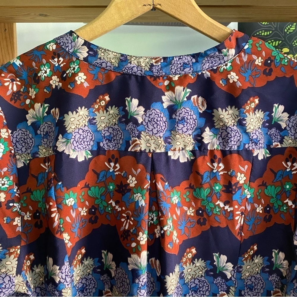 Anthropologie Raga Blue Floral Button Down Midi Shirt Dress 1X - Picture 11 of 16